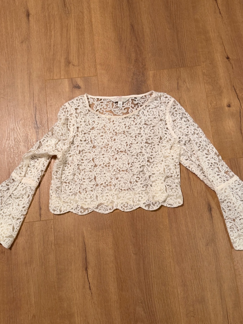 LC Lauren Conrad Cream Floral Lace Chemise Top
